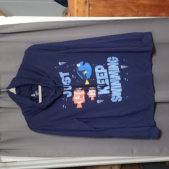 Disney Pixar Women's Slouchy Drawstring Neckline Long Sleeve Shirt Sz L EUC READ - Picture 1 of 5
